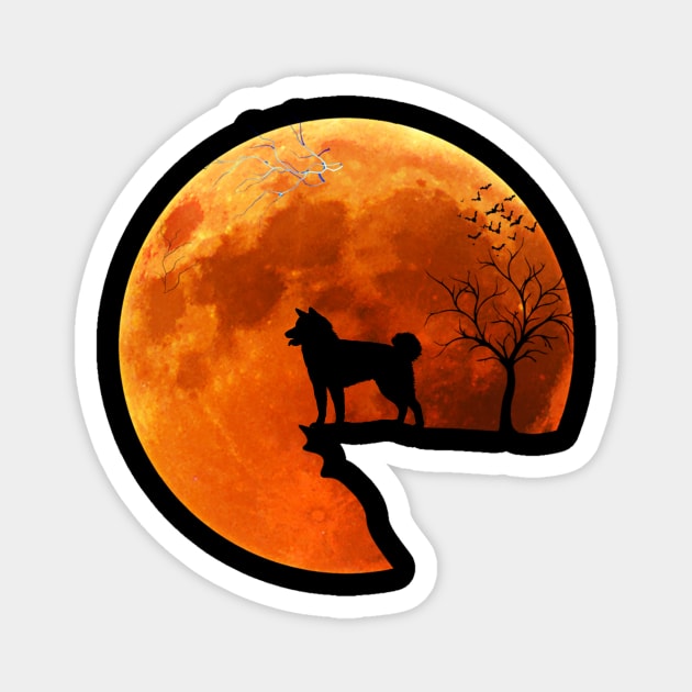 Moon And Akita Silhouette Magnet by Wakzs3Arts