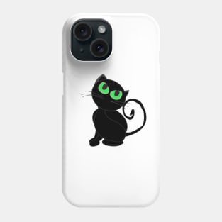 Glowing in the dark  black cat Halloween design Phone Case