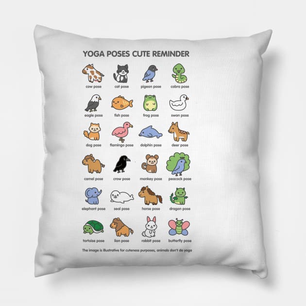 Yoga animal poses cute reminder Pillow by agus.cami