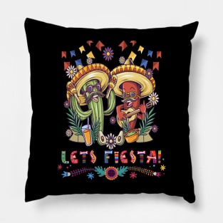 Lets Fiesta Taco Avocado Funny Cinco De Mayo Mexican Party Pillow