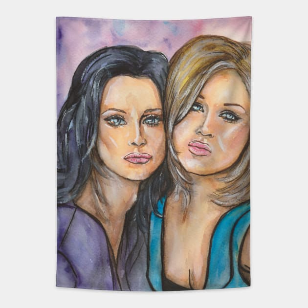 Jennifer Aniston and Courteney Cox Tapestry by Svetlana Pelin