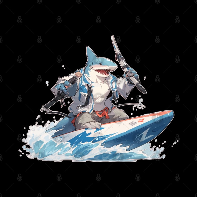 Anime Shark on a Jet Ski by DanielLiamGill