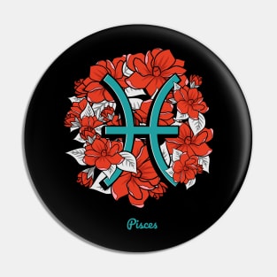 Floral Zodiac Sign Pisces Gift Women Men Pin