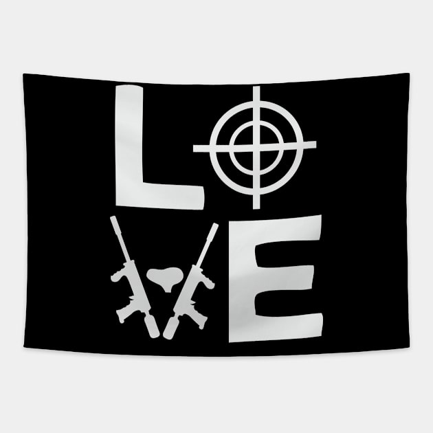 Paintball Love Target Aim Paint Gun CO2 Tapestry by DesignatedDesigner