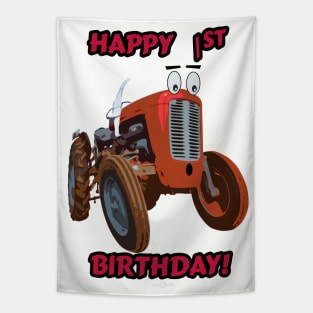 Happy 1st Birthday tractor design Tapestry