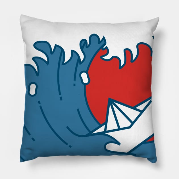 Paper boat in The Great Wave Pillow by Eva Martinelli