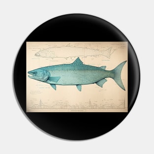 Chinook Salmon Fish Print Pin