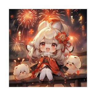 Chibi Girl in firework festival T-Shirt