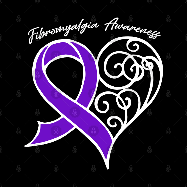 Fibromyalgia Awareness Heart Ribbon Gift Valentines Day - In This Family Nobody Fights Alone by BoongMie