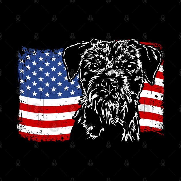 Border Terrier American Flag patriotic dog by wilsigns