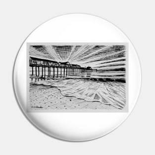 Southwold Pier at Sunset Ink Sketch Pin