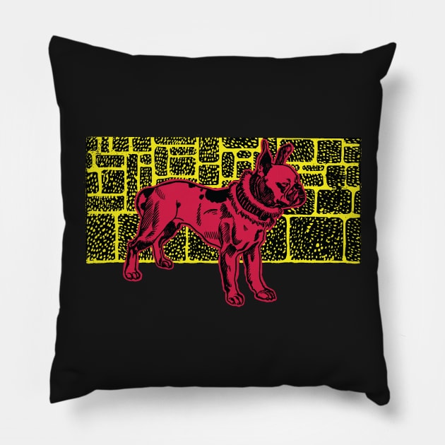Pitbull Terrier by  Moriz Jung in bright colors Pillow by pelagio