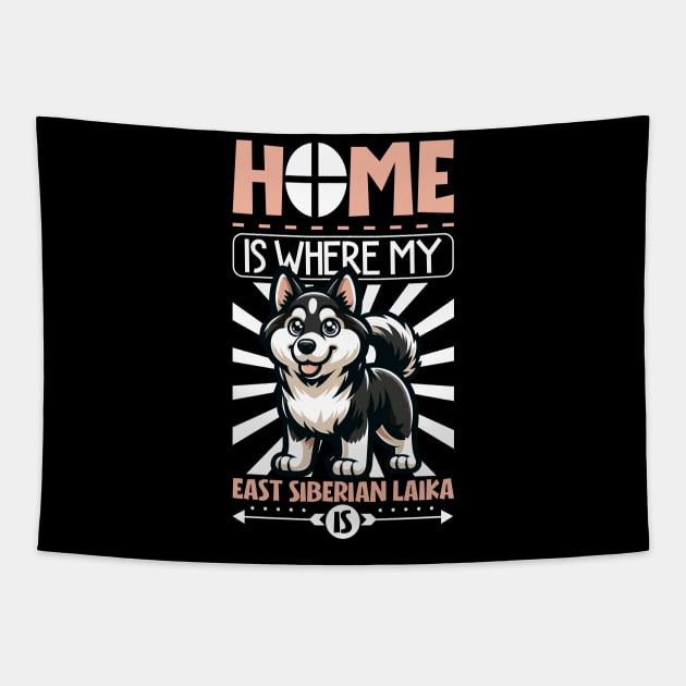 Home is with my East Siberian Laika Tapestry by Modern Medieval Design