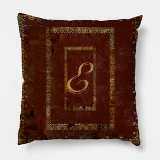 Grunge Leather Look Book Cover Personalised Initial E Pillow