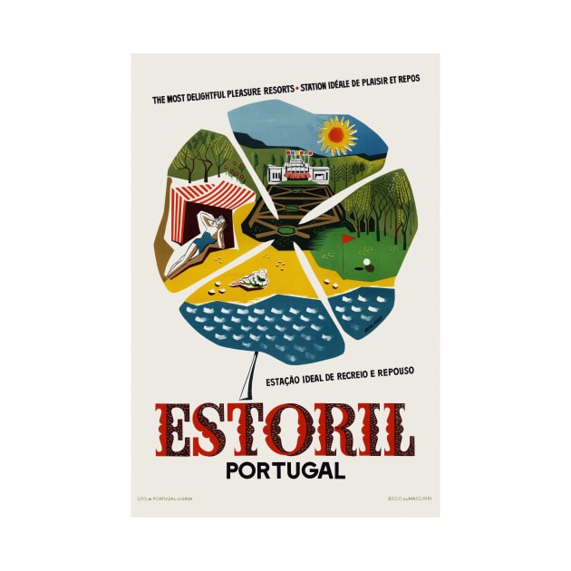 Estoril Portugal Vintage Travel Poster by vintagetreasure