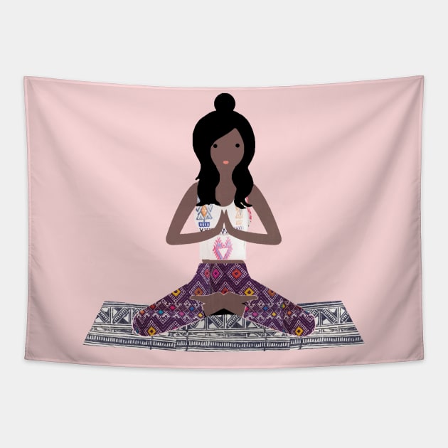 Yoga woman Tapestry by GreenNest