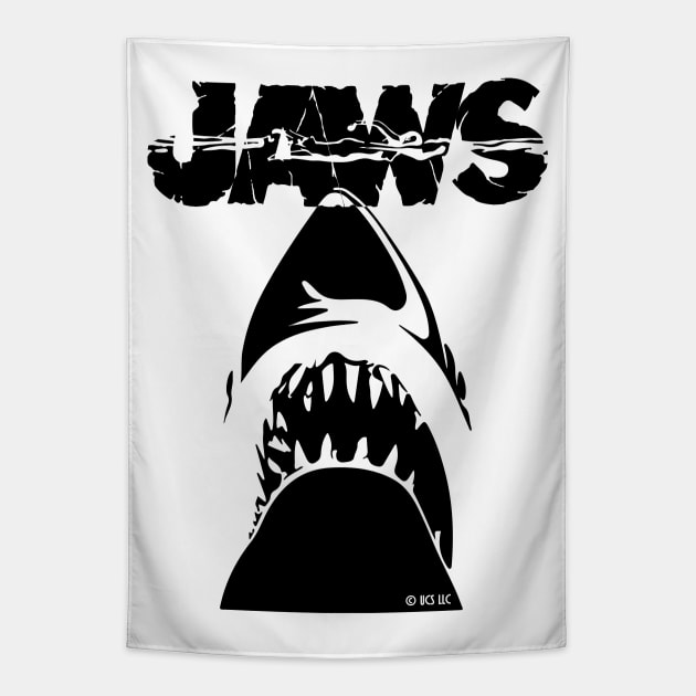 JAWS - GREAT WHITE DANGEROUS SHARK black Tapestry by kooldsignsflix@gmail.com