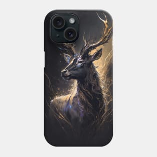 Stag Portrait Animal Nature Wildlife Dark Painting Wild Spirit Phone Case