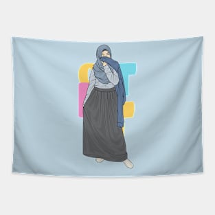 Girl Blue Monochrome Oufit Tapestry