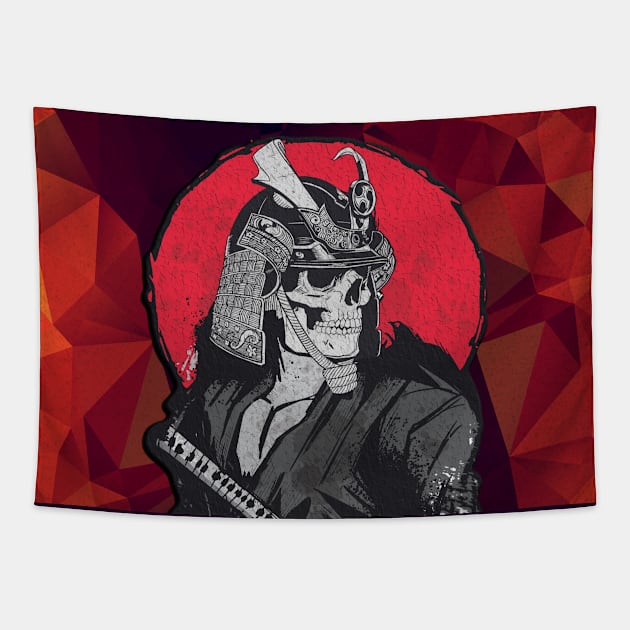 Cool skull as a warrior in red for Halloween Tapestry by KK-Royal