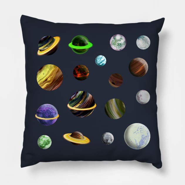 Neon Sci-Fi Planet Balls Pillow by Ti's Tees