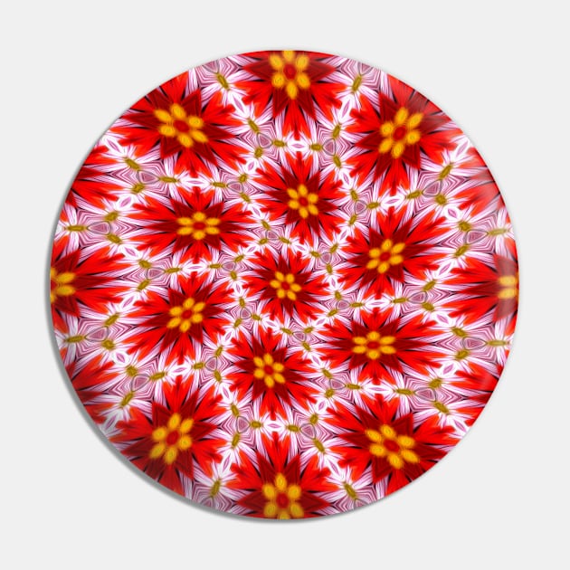 Red Floral Pattern Pin by PatternFlower