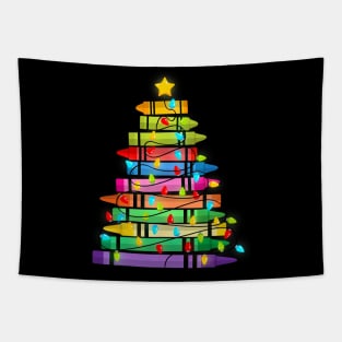 Teacher Crayon Christmas Tree Lights Student School Xmas Tapestry