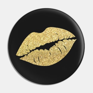 Gold Faux Glitter Lips Pin