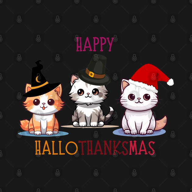 Happy Halloween Thanksgiving Christmas by Cotton Candy Art