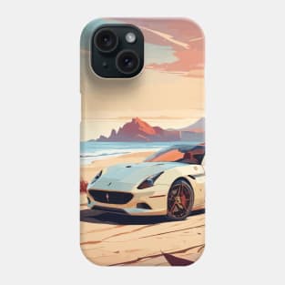 White Italian Car Sea Side Poster Phone Case