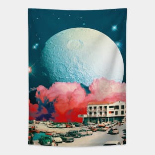 Moon Trip - Space Collage, Retro Futurism, Sci-Fi Tapestry