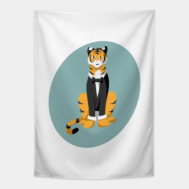 Tiger in a tuxedo Tapestry by Wolfano