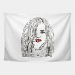 Georgia with Red Lips Tapestry