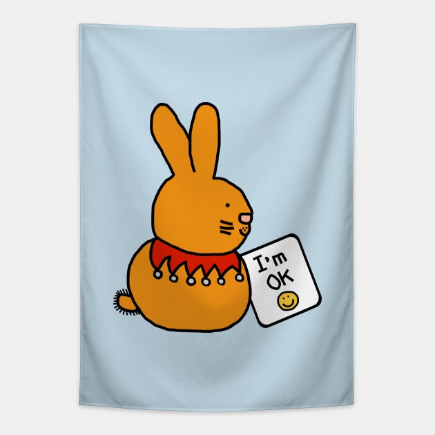 Bunny Rabbit says Im OK at Easter Tapestry by ellenhenryart