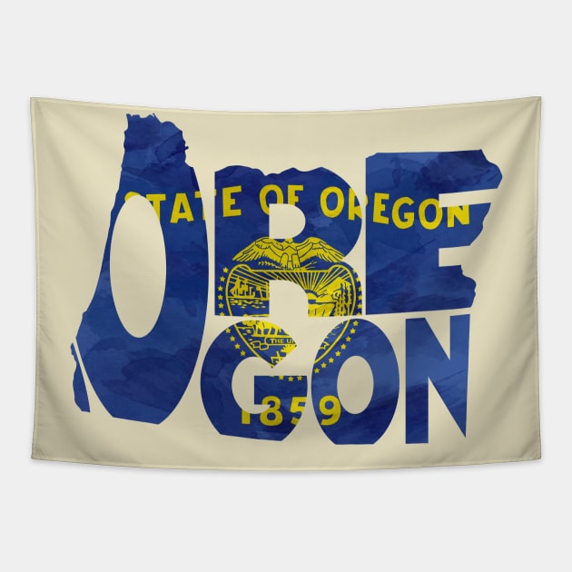 Oregon Typo Map Tapestry by inspirowl