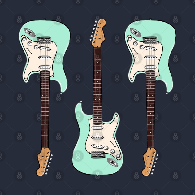 Triple Surf Green Stratocaster by saintchristopher