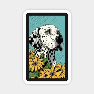 Dalmatian Dog Vibrant Tropical Flower Tall Retro Vintage Digital Pop Art Portrait 2 Magnet