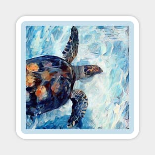 Cute turtle painting (sea turtle, ocean, sea and beach) Magnet