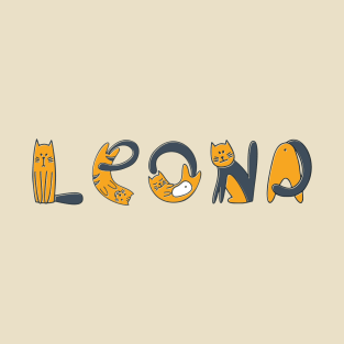 Leona | Girl Name | Cat Lover | Cat Illustration T-Shirt