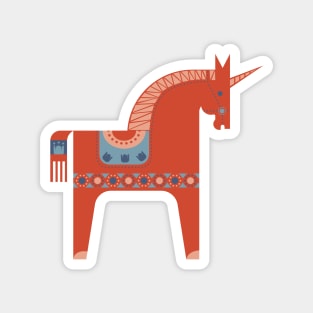 Scandinavian Inspired Folkstory Red + Blue Magnet