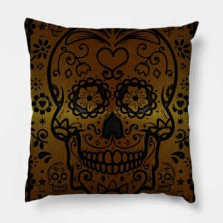 Gold sugar skull Pillow