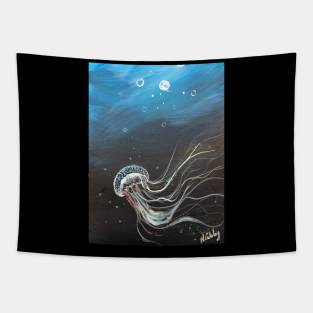 Jellyfish in the Deep Blue Sea Tapestry