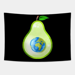 Pear Or Avocado With World as Seed - Go Vegan Tapestry