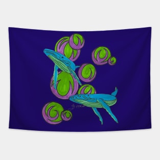 Swimming Whales Tapestry
