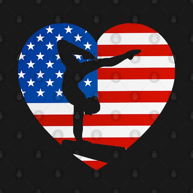 Patriotic Sports Gift American USA Flag Heart Boys & Girls Gymnastics by Redmart