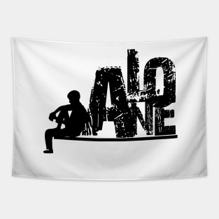 Alone guy siluet black and white Tapestry