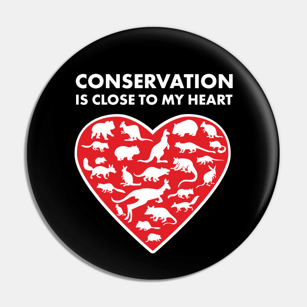 Marsupials Conservation Heart Pin by Peppermint Narwhal