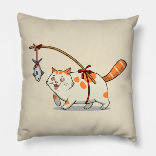 Fat Cat Chasing Fish Pillow