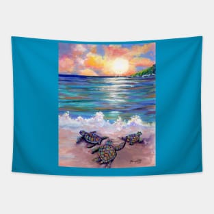 Baby Sea Turtles Tapestry