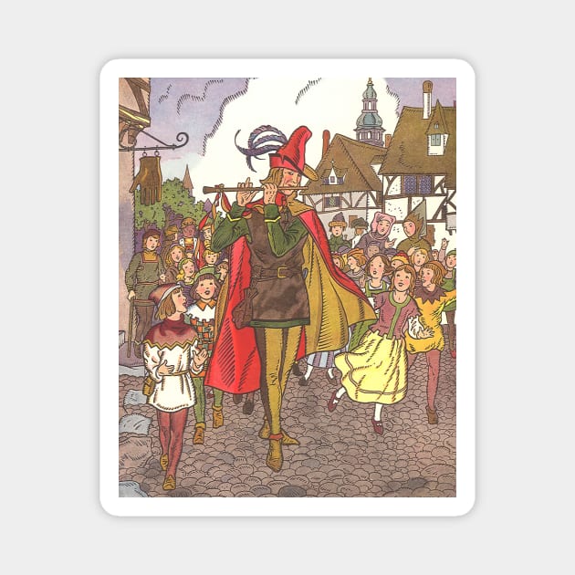 Vintage Fairy Tales, The Pied Piper of Hamelin Magnet by MasterpieceCafe